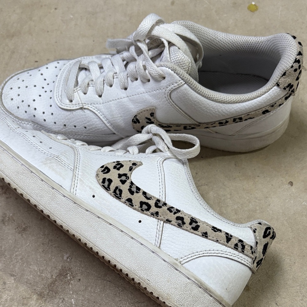 Nike White and Leopard Print Sneakers
